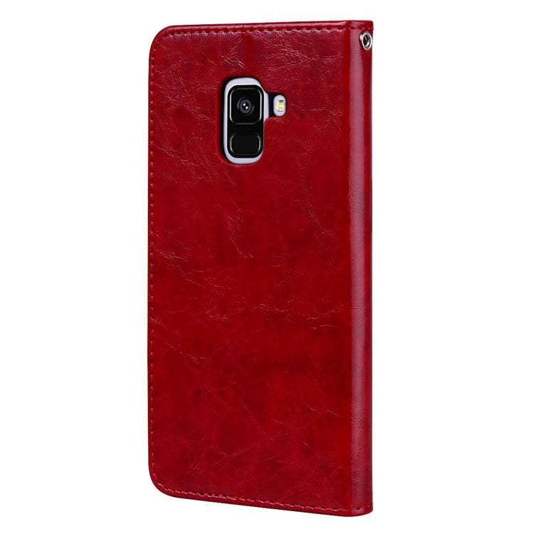 For Galaxy A8 (2018) Business Style Oil Wax Texture Horizontal Flip Leather Case with Holder & Card Slots & Wallet