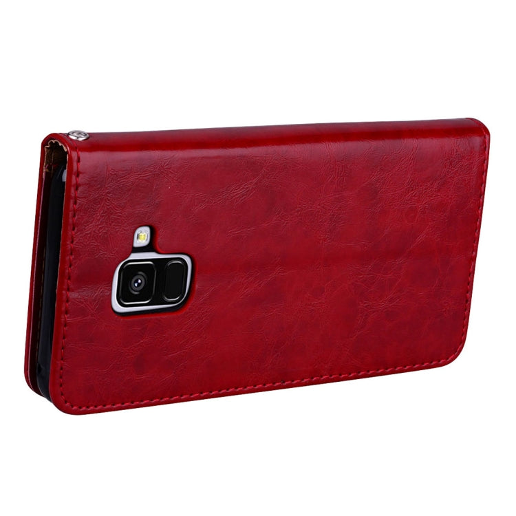 For Galaxy A8 (2018) Business Style Oil Wax Texture Horizontal Flip Leather Case with Holder & Card Slots & Wallet
