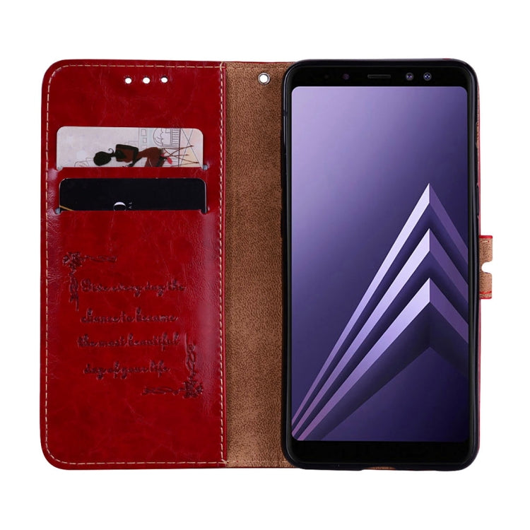 For Galaxy A8 (2018) Business Style Oil Wax Texture Horizontal Flip Leather Case with Holder & Card Slots & Wallet