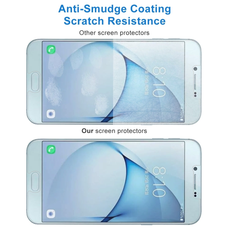 Lot de 10 films en verre trempé 9H 2,5D (0,26 mm) pour Galaxy A8 (2016)