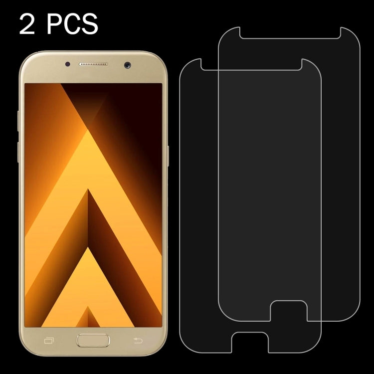 Lot de 2 films de protection en verre trempé antidéflagrant 2,5D pour Galaxy A5 (2017) / A520, dureté 9H, 0,26 mm, non plein écran