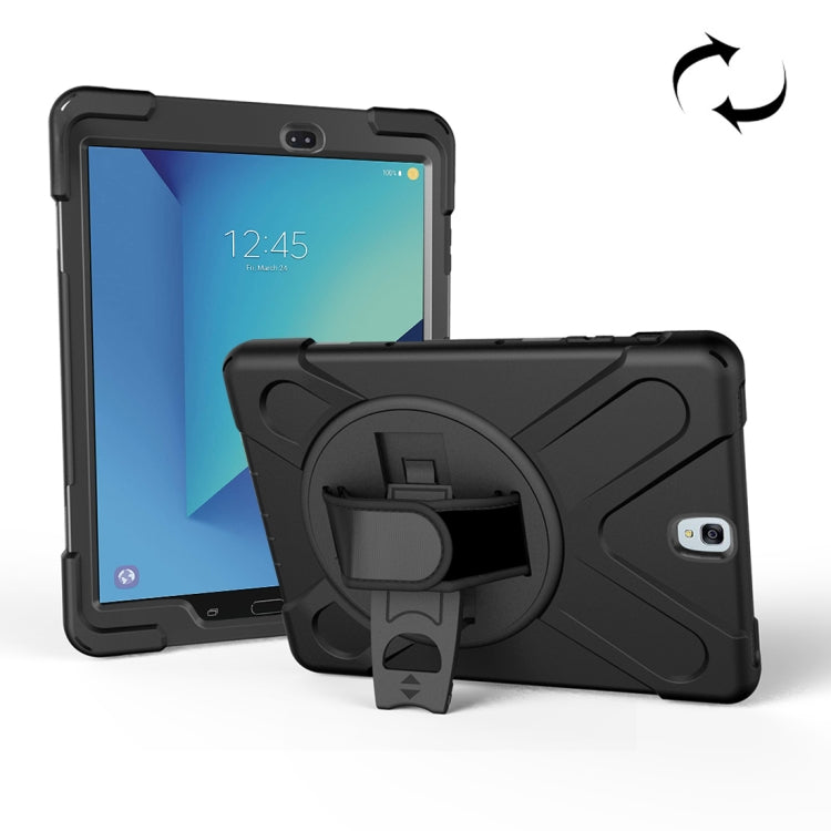 Coque de protection en PC et silicone pour Galaxy Tab S3 9,7 pouces T820, rotation à 360 degrés, avec support et dragonne
