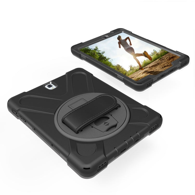 Coque de protection en PC et silicone pour Galaxy Tab S3 9,7 pouces T820, rotation à 360 degrés, avec support et dragonne