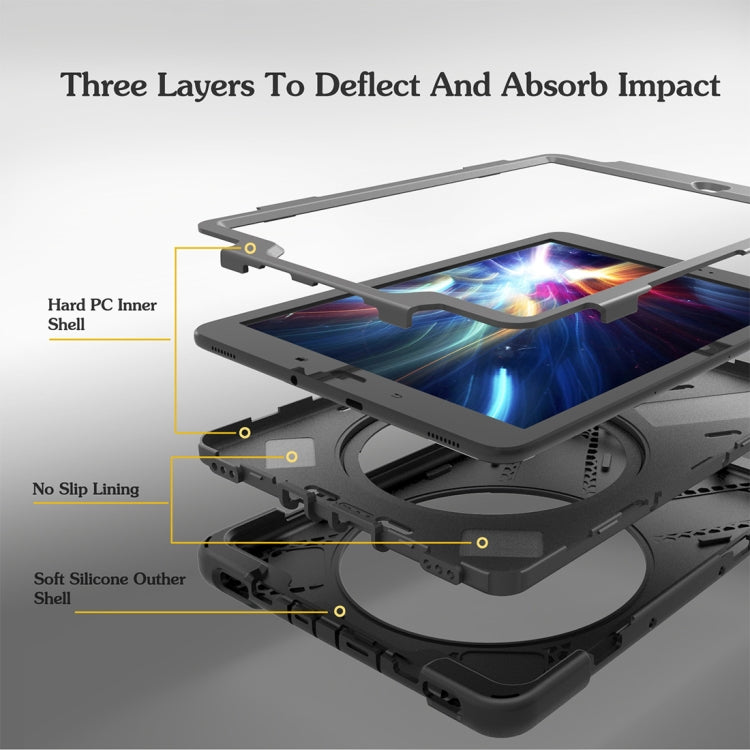 Coque de protection en PC et silicone pour Galaxy Tab S3 9,7 pouces T820, rotation à 360 degrés, avec support et dragonne