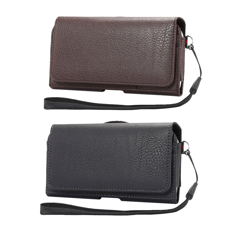 Universal Litchi Texture Vertical Flip Thwartwise PU Leather Case / Waist Bag with Back Splint & Card Slots & 15cm Lanyard for iPhone X  & Galaxy S7 & S6 Edge & S6, Huawei P9 & P9 Lite, Sony Xperia Z5, Xiaomi Redmi 4, Size: 14.6 x 7.8 x 1.8 cm