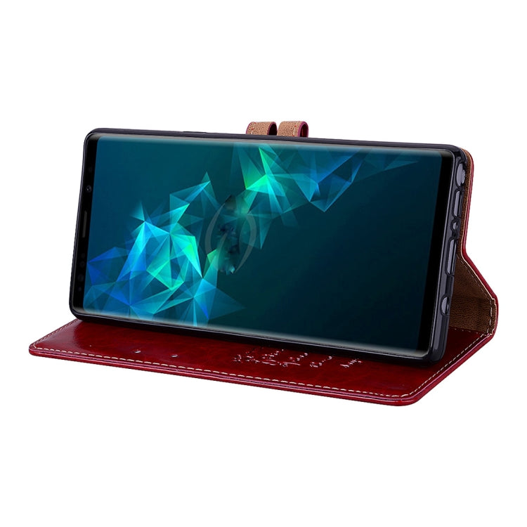 Étui à rabat horizontal en cuir texturé à l'huile et à la cire, style professionnel, avec support, emplacements pour cartes et portefeuille pour Galaxy Note 9.