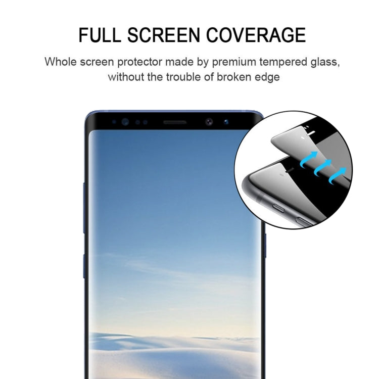 Film en verre trempé 0,3 mm, dureté 9H, bords incurvés 2,5D, plein écran, colle complète, pour Galaxy Note8 (1 pièce)