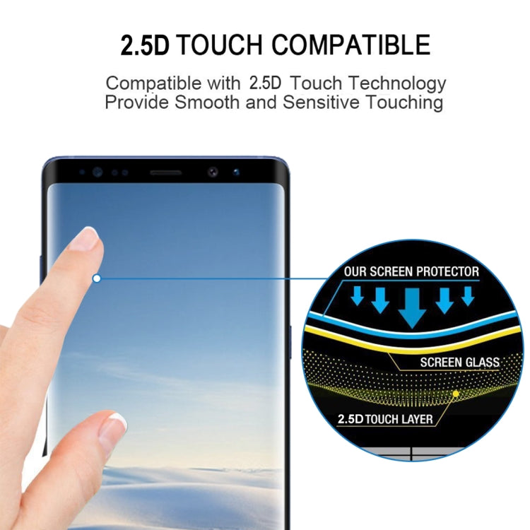 Film en verre trempé 0,3 mm, dureté 9H, bords incurvés 2,5D, plein écran, colle complète, pour Galaxy Note8 (1 pièce)