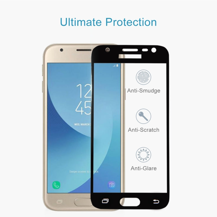 For Galaxy J3 (2017) (EU Version) 0.26mm 9H Surface Hardness 2.5D Curved Silk-screen Full Screen Tempered Glass Screen Protector