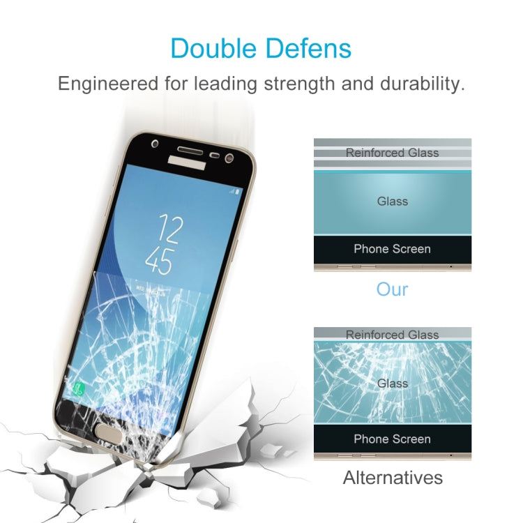 For Galaxy J3 (2017) (EU Version) 0.26mm 9H Surface Hardness 2.5D Curved Silk-screen Full Screen Tempered Glass Screen Protector