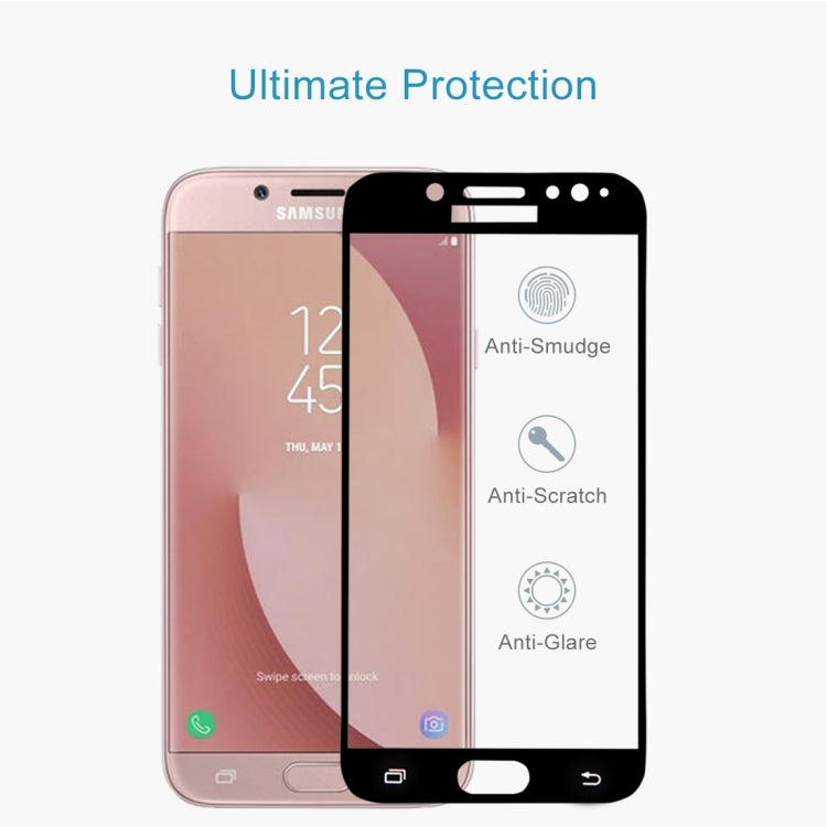 For Galaxy J7 (2017) (EU Version) 0.26mm 9H Surface Hardness 2.5D Curved Silk-screen Full Screen Tempered Glass Screen Protector, For Galaxy J7 (2017) (EU Version)