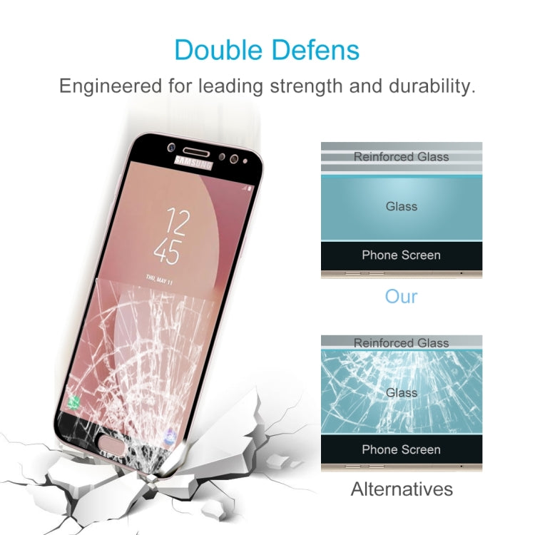 For Galaxy J7 (2017) (EU Version) 0.26mm 9H Surface Hardness 2.5D Curved Silk-screen Full Screen Tempered Glass Screen Protector, For Galaxy J7 (2017) (EU Version)