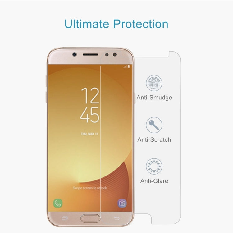 1 film en verre trempé antidéflagrant pour Galaxy J7 (2017) (version UE) 0,26 mm, dureté de surface 9H, 2,5D, non plein écran, pour Galaxy J7 (2017) (version UE) (1 pièce)