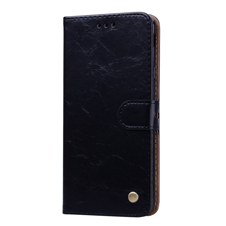 Business Style Oil Wax Texture Horizontal Flip Leather Case for Galaxy J4+, with Holder & Card Slots & Wallet