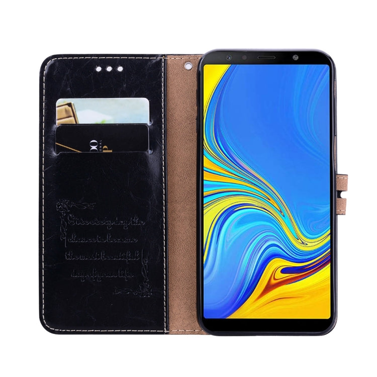Business Style Oil Wax Texture Horizontal Flip Leather Case for Galaxy J6+, with Holder & Card Slots & Wallet