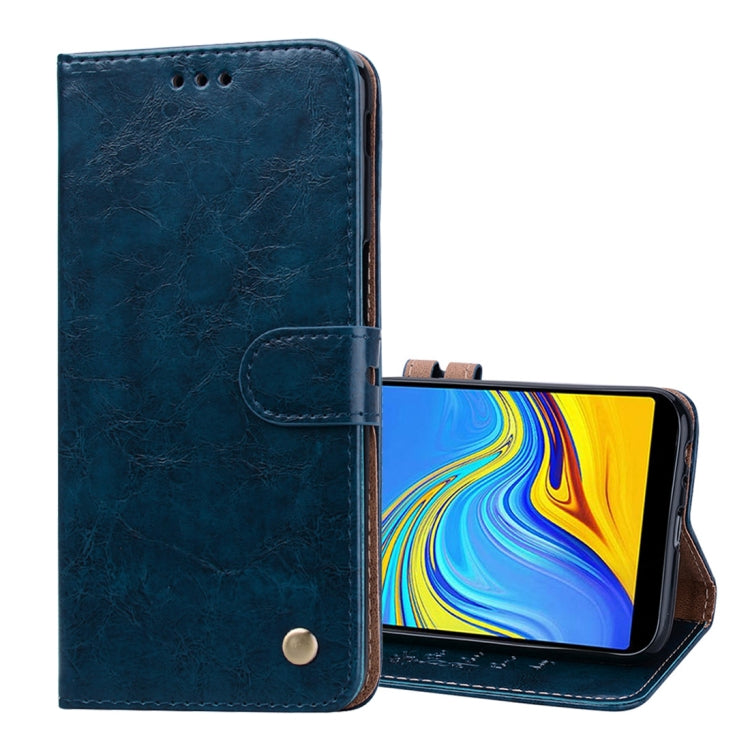 Business Style Oil Wax Texture Horizontal Flip Leather Case for Galaxy J6+, with Holder & Card Slots & Wallet