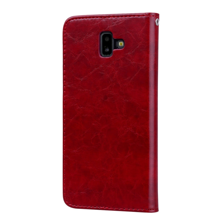 Business Style Oil Wax Texture Horizontal Flip Leather Case for Galaxy J6+, with Holder & Card Slots & Wallet, For Galaxy J6+