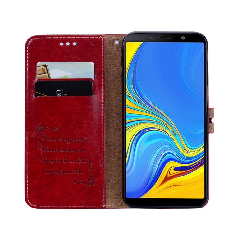 Business Style Oil Wax Texture Horizontal Flip Leather Case for Galaxy J6+, with Holder & Card Slots & Wallet, For Galaxy J6+