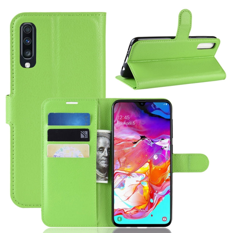 Litchi Texture Horizontal Flip Leather Case for Galaxy A70, with Wallet & Holder & Card Slots, For Galaxy A70