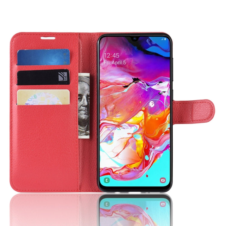 Litchi Texture Horizontal Flip Leather Case for Galaxy A70, with Wallet & Holder & Card Slots, For Galaxy A70