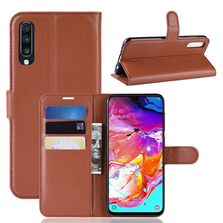 Litchi Texture Horizontal Flip Leather Case for Galaxy A70, with Wallet & Holder & Card Slots, For Galaxy A70