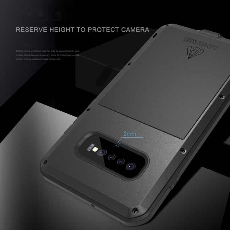 LOVE MEI Powerful Dustproof Shockproof Splashproof Metal + Silicone Combination Case for Galaxy S10+, For Galaxy S10+