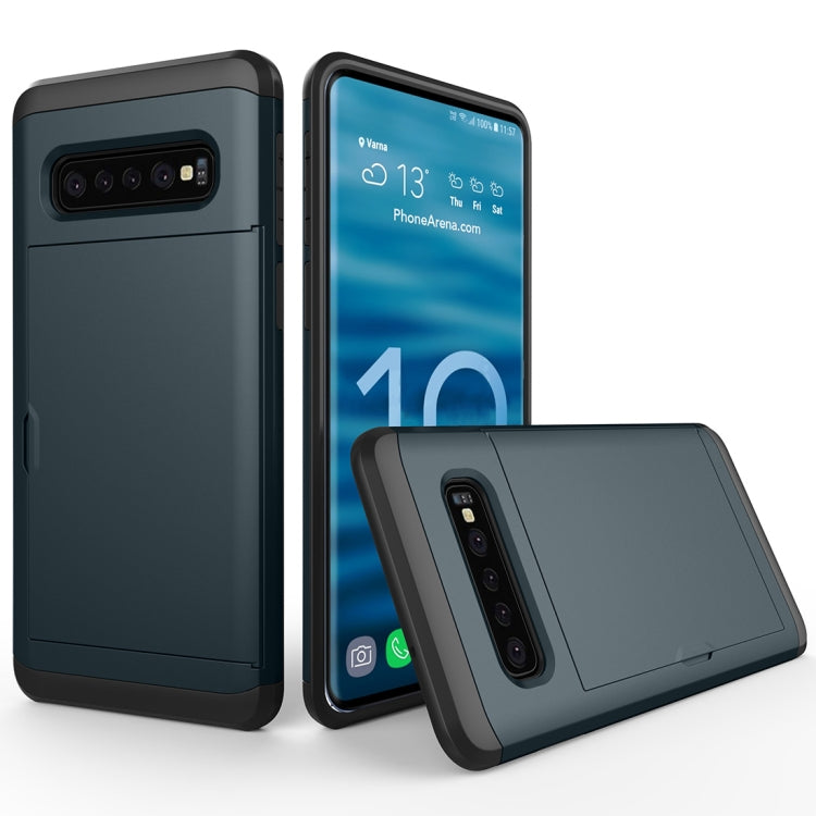 Coque de protection robuste et résistante aux chocs pour Galaxy S10, avec emplacement pour carte.