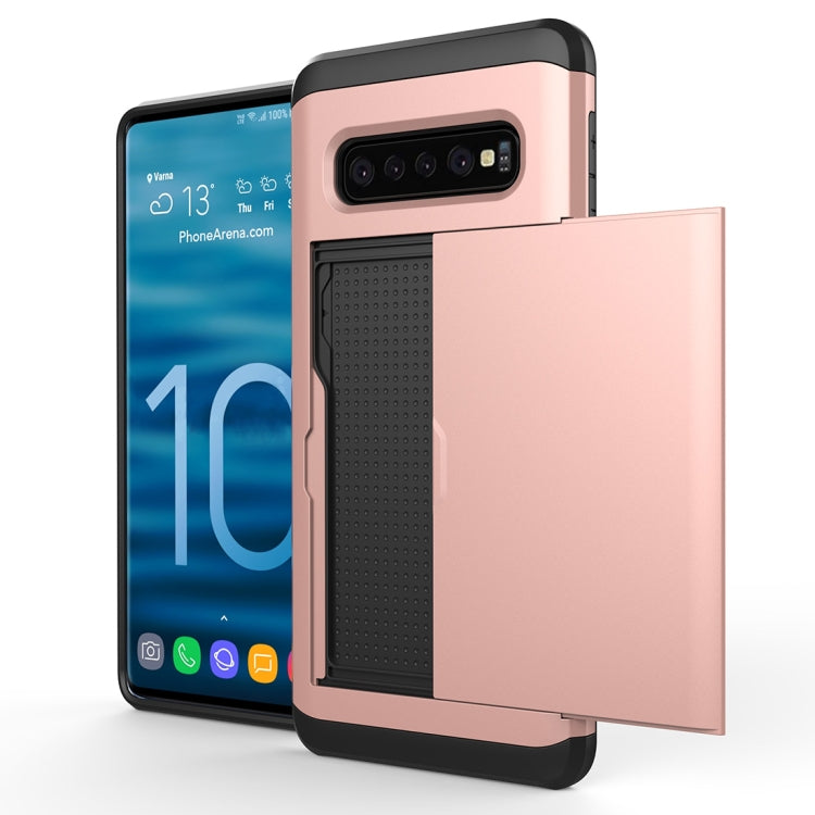 Coque de protection robuste et résistante aux chocs pour Galaxy S10, avec emplacement pour carte.