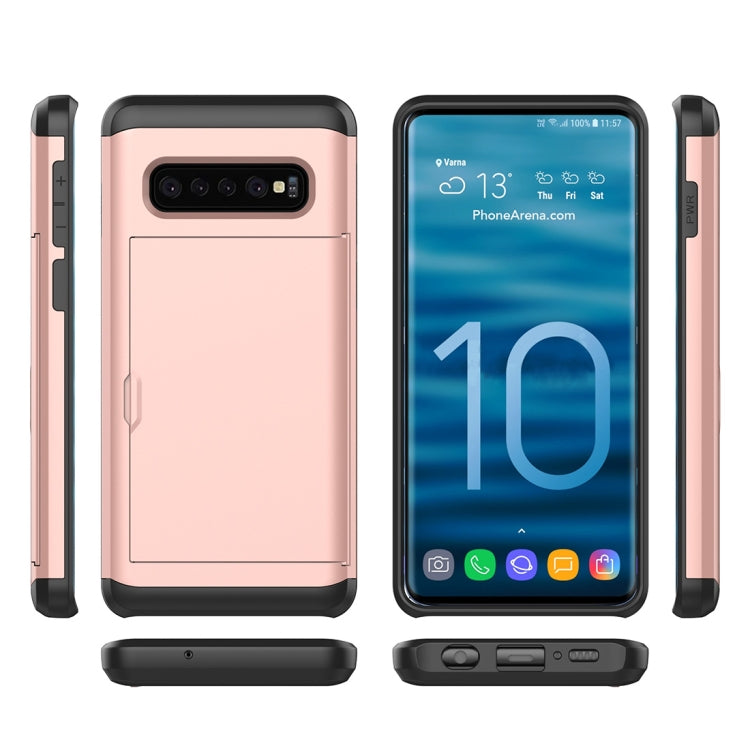 Coque de protection robuste et résistante aux chocs pour Galaxy S10, avec emplacement pour carte.