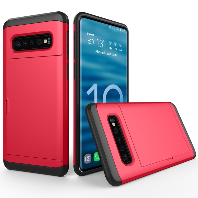 Coque de protection robuste et résistante aux chocs pour Galaxy S10, avec emplacement pour carte.