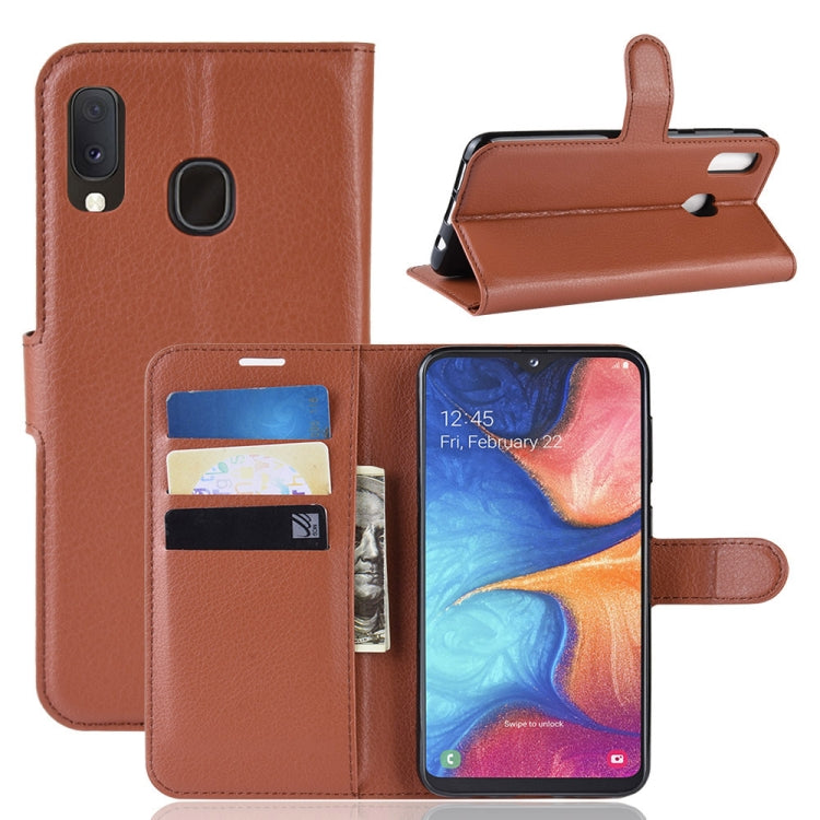 Litchi Texture Horizontal Flip Leather Case for Galaxy A20e, with Wallet & Holder & Card Slots, For Galaxy A20e