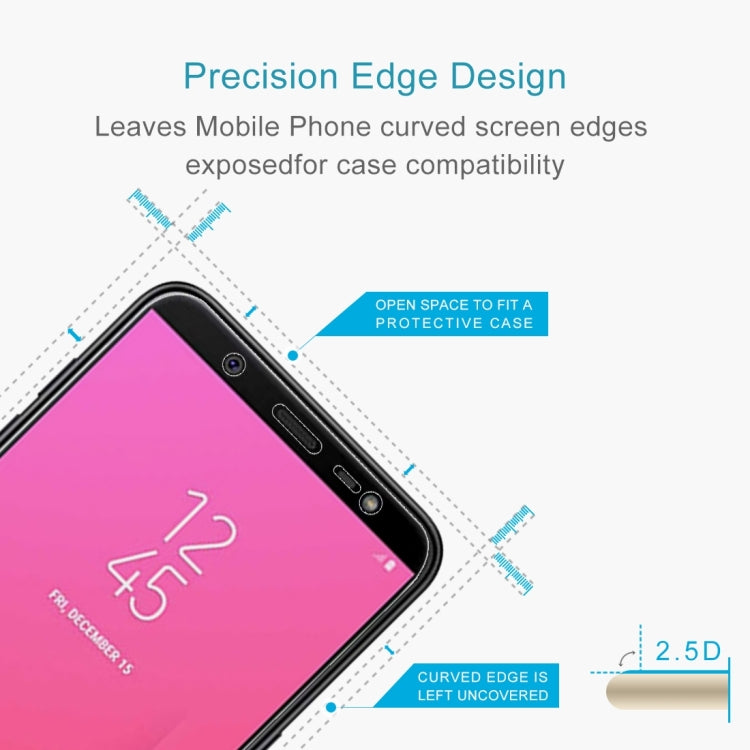 Lot de 50 films en verre trempé 9H 2,5D (0,26 mm) pour Galaxy J8 (2018), sans emballage de vente au détail, pour Galaxy J8 (2018) (50 pièces)