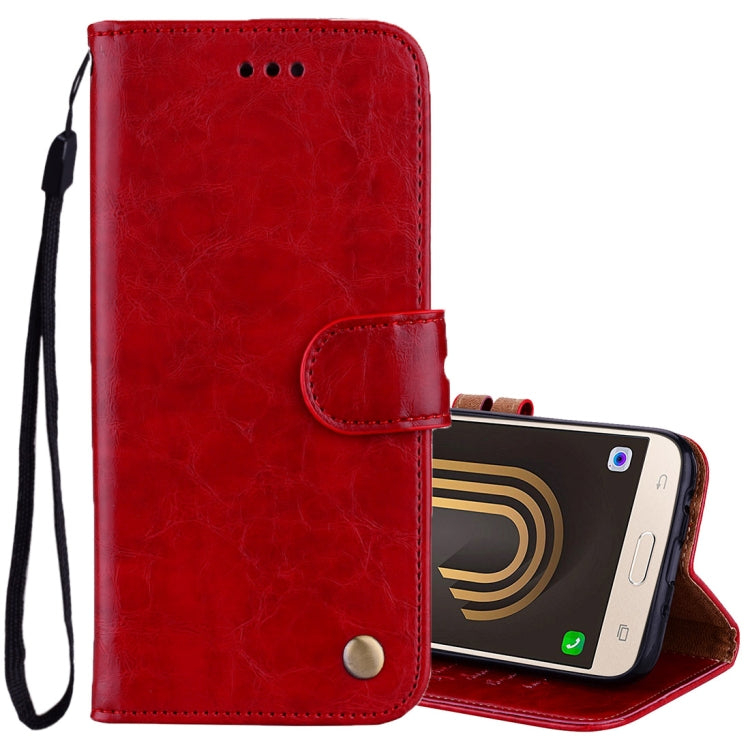 For Galaxy J3 (2017) / J330 (EU Version) Business Style Oil Wax Texture Horizontal Flip Leather Case with Holder & Card Slots & Wallet