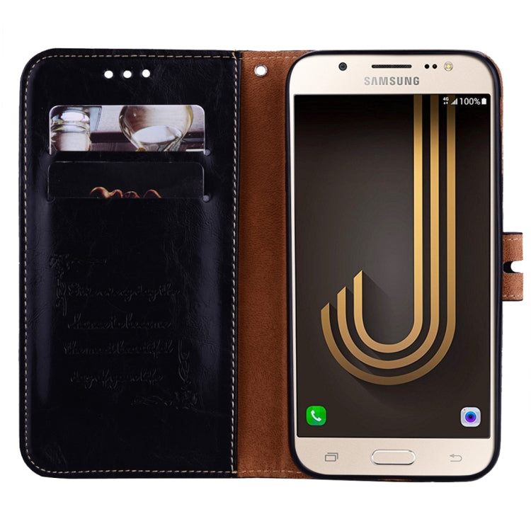 For Samsung Galaxy J5 (2017) / J530 (EU Version) Business Style Oil Wax Texture Horizontal Flip Leather Case with Holder & Card Slots & Wallet