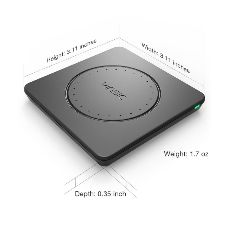 Vinsic 5V 1A Output Qi Standard Portable Wireless Charger Pad, Vinsic