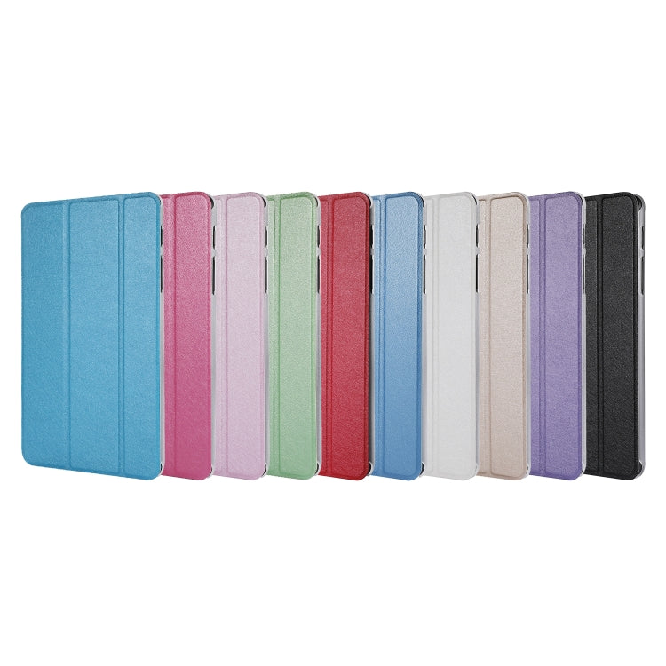 Silk Texture Horizontal Flip Leather Case with Three-Folding Holder for Galaxy Tab P200