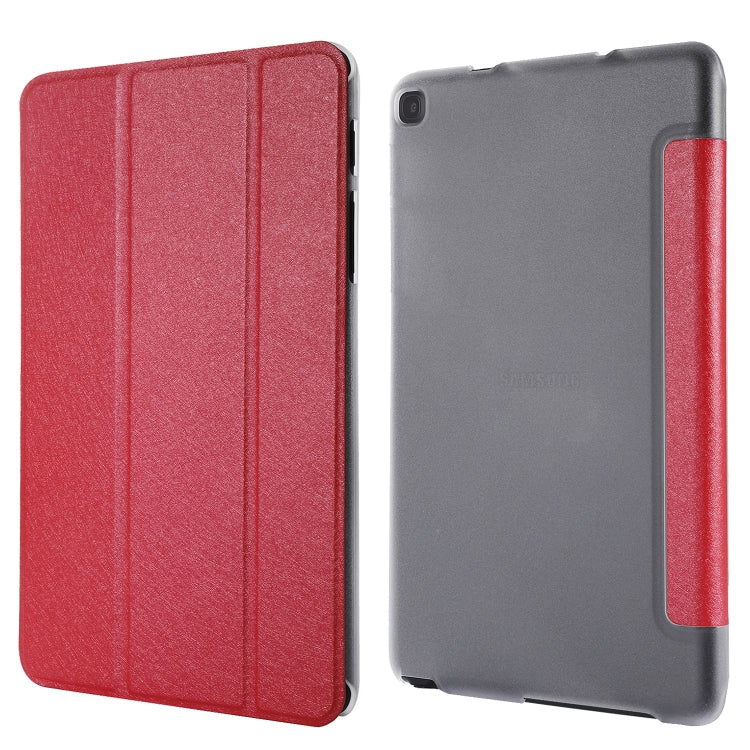 Silk Texture Horizontal Flip Leather Case with Three-Folding Holder for Galaxy Tab P200