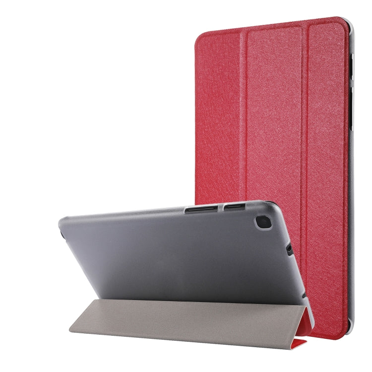 Silk Texture Horizontal Flip Leather Case with Three-Folding Holder for Galaxy Tab P200