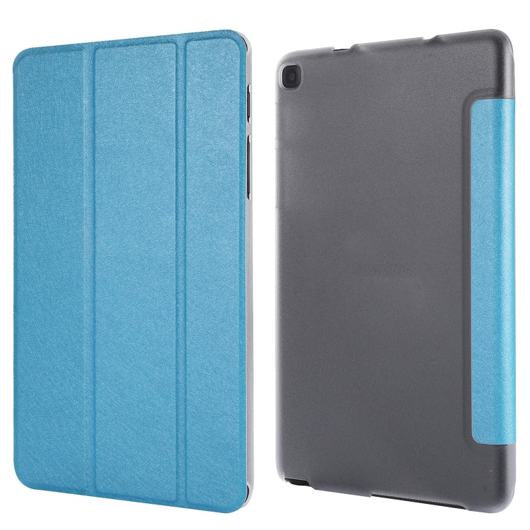 Silk Texture Horizontal Flip Leather Case with Three-Folding Holder for Galaxy Tab P200