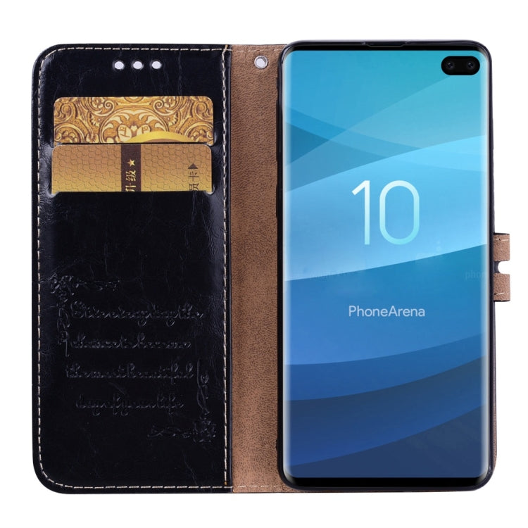 Business Style Oil Wax Texture Horizontal Flip Leather Case for Galaxy S10 Plus, with Holder & Card Slots & Wallet