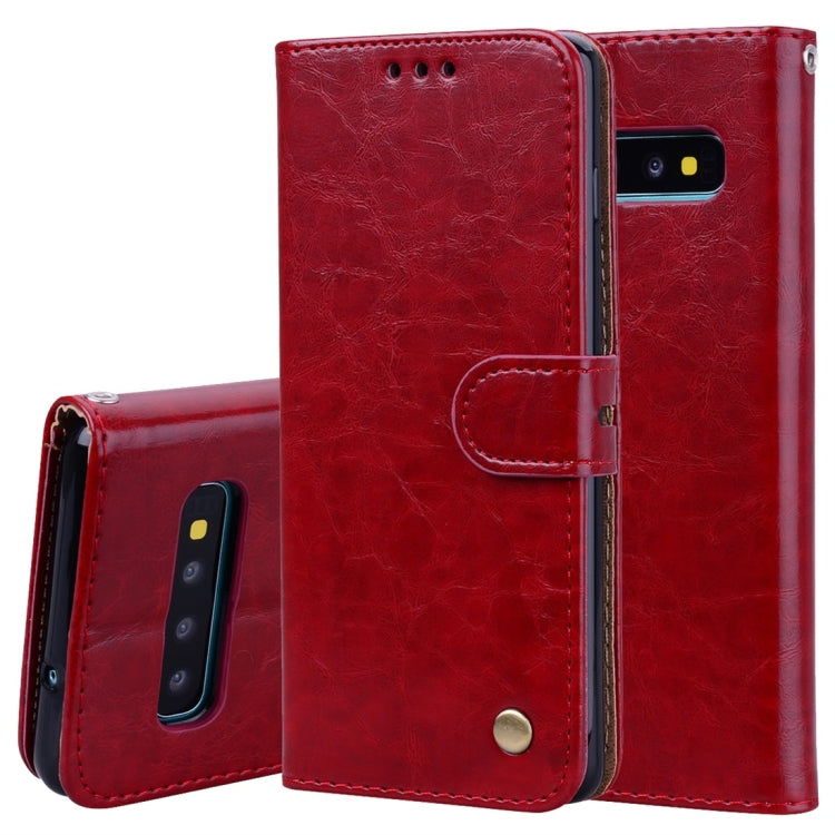 Business Style Oil Wax Texture Horizontal Flip Leather Case for Galaxy S10 Plus, with Holder & Card Slots & Wallet