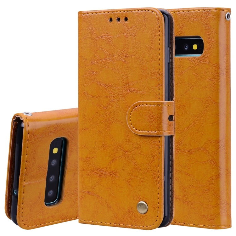 Business Style Oil Wax Texture Horizontal Flip Leather Case for Galaxy S10, with Holder & Card Slots & Wallet