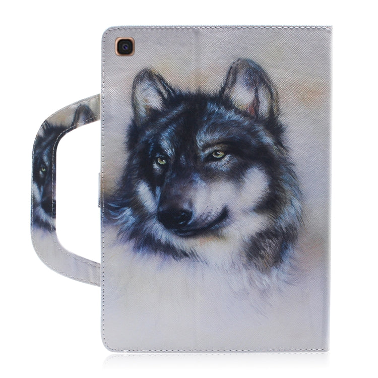 Étui à rabat horizontal en cuir motif loup pour Galaxy Tab A 10.1 (2019) T510 / T515, avec support, fente pour cartes et portefeuille, pour Galaxy Tab A 10.1 (2019) T510 / T515