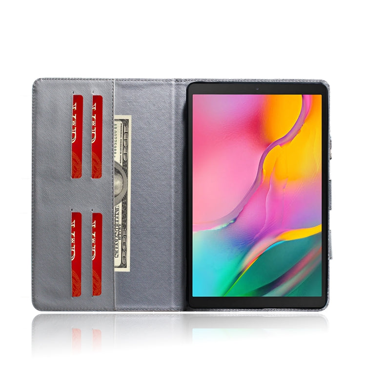 Étui à rabat horizontal en cuir motif loup pour Galaxy Tab A 10.1 (2019) T510 / T515, avec support, fente pour cartes et portefeuille, pour Galaxy Tab A 10.1 (2019) T510 / T515