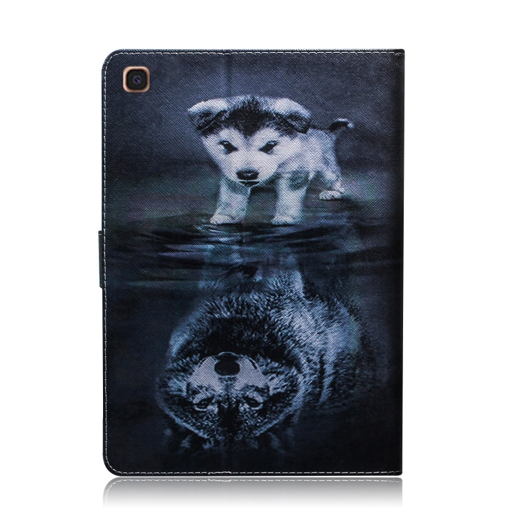 Étui à rabat horizontal en cuir à motif loup et chien pour Galaxy Tab A 10.1 (2019) T510/T515, avec support, fente pour cartes et portefeuille, pour Galaxy Tab A 10.1 (2019)