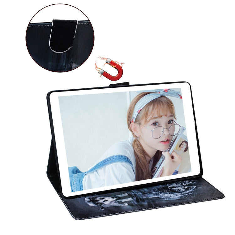 Étui à rabat horizontal en cuir à motif loup et chien pour Galaxy Tab A 10.1 (2019) T510/T515, avec support, fente pour cartes et portefeuille, pour Galaxy Tab A 10.1 (2019)