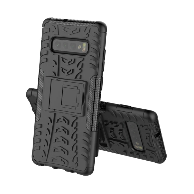 Tire Texture TPU+PC Shockproof Case for Galaxy S10+, with Holder, For Galaxy S10+