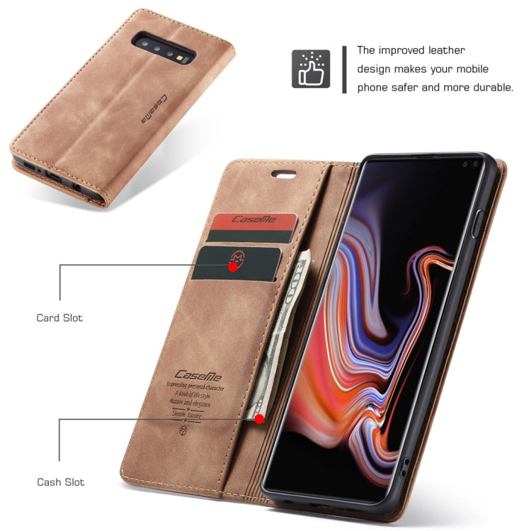 CaseMe-013 Multifunctional Retro Frosted Horizontal Flip Leather Case for Galaxy S10 Plus, with Card Slot & Holder & Wallet, For Galaxy S10 Plus