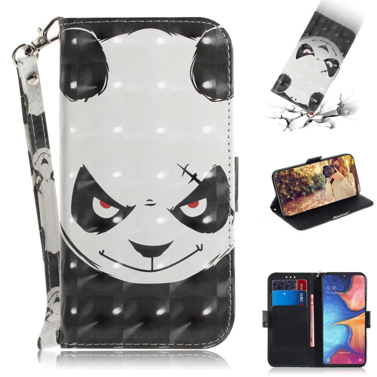 3D Colored Drawing Angry Bear Pattern Horizontal Flip Leather Case for Galaxy A20e, with Holder & Card Slots & Wallet