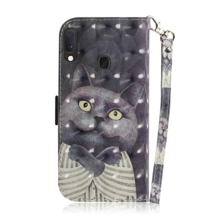 3D Colored Drawing Hug Cat Pattern Horizontal Flip Leather Case for Galaxy A20e, with Holder & Card Slots & Wallet